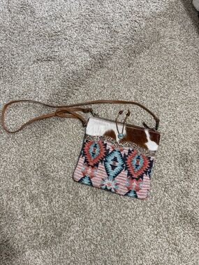 Myra Bag Coral Teal Brown Southwestern Crossbody Purse